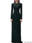 Platlogy Womens Embellished Long Sleeve Maxi Dress Formal Evening Party Gown