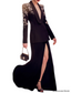 Platlogy Elegant Black Mermaid Midi Skirt Formal Split Bodycon Skirt For Business Party Occasions