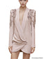 Platlogy Women's Luxury Designer Jacket Slim Fitting Rhinestone Diamonds Beaded Sequin Long Blazer Coat