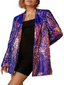 Women Sequin Blazer Single Button Long Sleeve Party Clubwear Jacket