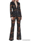 Platlogy Women's 2 Pieces Suit Set Single Button Guipure Lace Sequined Blazer Jacket Pants Suit Outfit