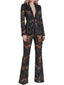 Platlogy Women's 2024 2 Pieces Suit Set Single Button Guipure Lace Sequined Blazer Jacket Pants Suit Outfit