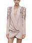 Platlogy Women's Luxury Designer Jacket Slim Fitting Rhinestone Diamonds Beaded Sequin Long Blazer Coat