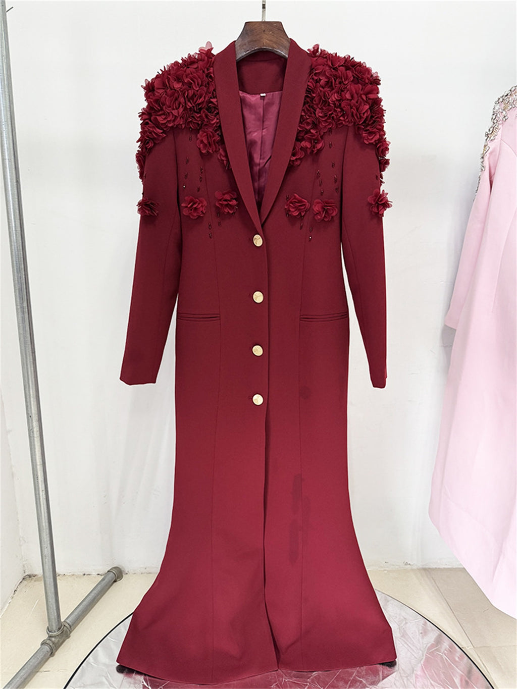 Formal Long Sleeve Tailored Blazer Gown For Women