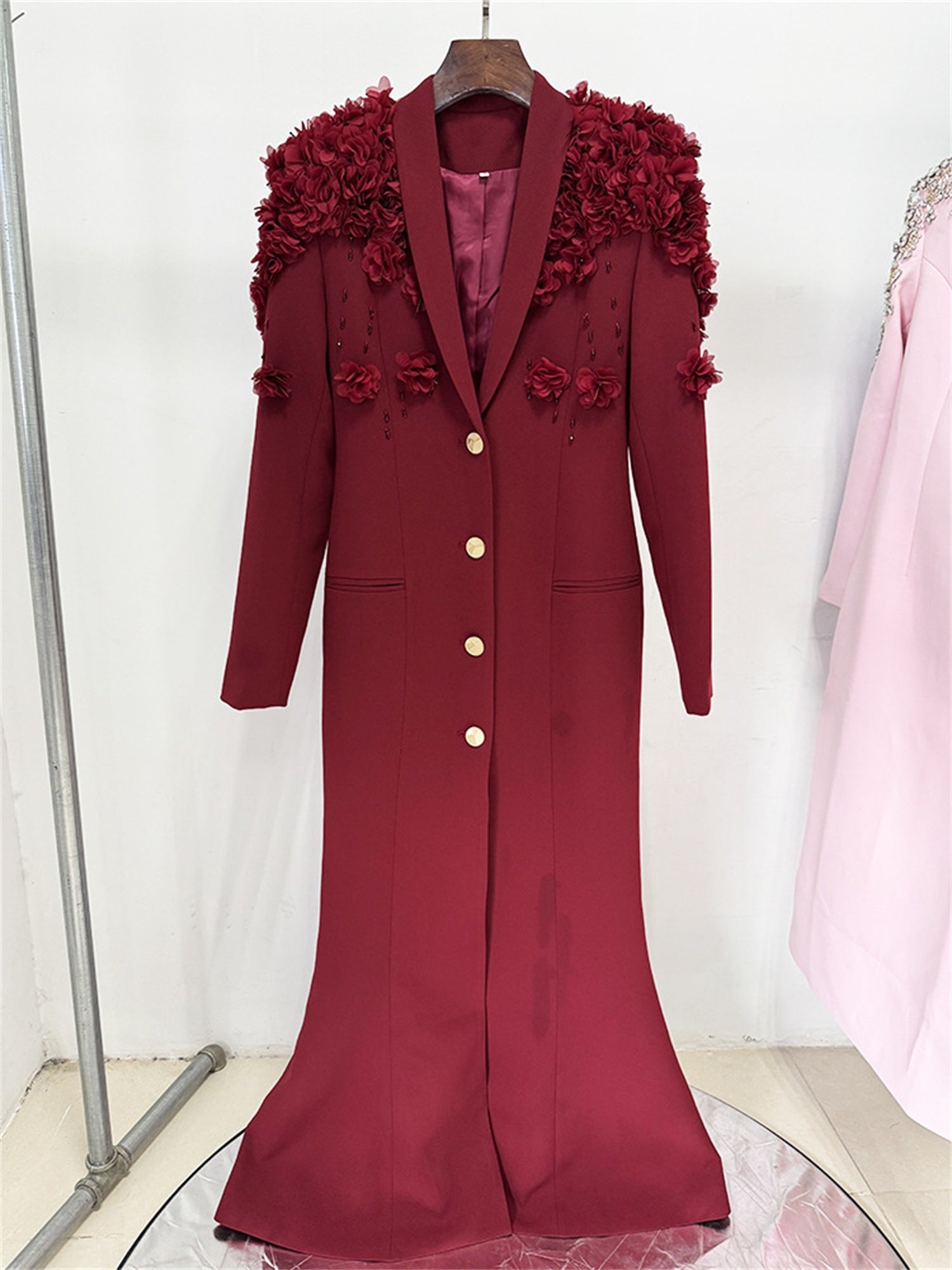 Formal Long Sleeve Tailored Blazer Gown For Women