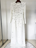 Womens Embellished Long Sleeve Maxi Dress Formal Evening Party Gown