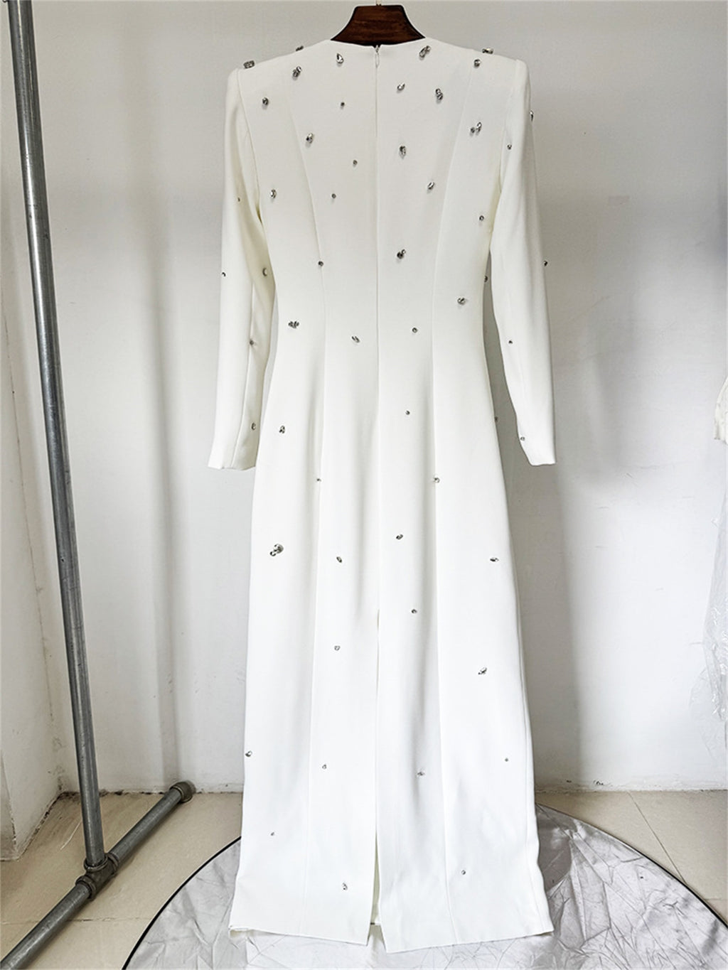 Womens Embellished Long Sleeve Maxi Dress Formal Evening Party Gown