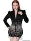 Platlogy Luxury Beaded And Rhinestone Bodycon Blazer Dress For Formal Occasions