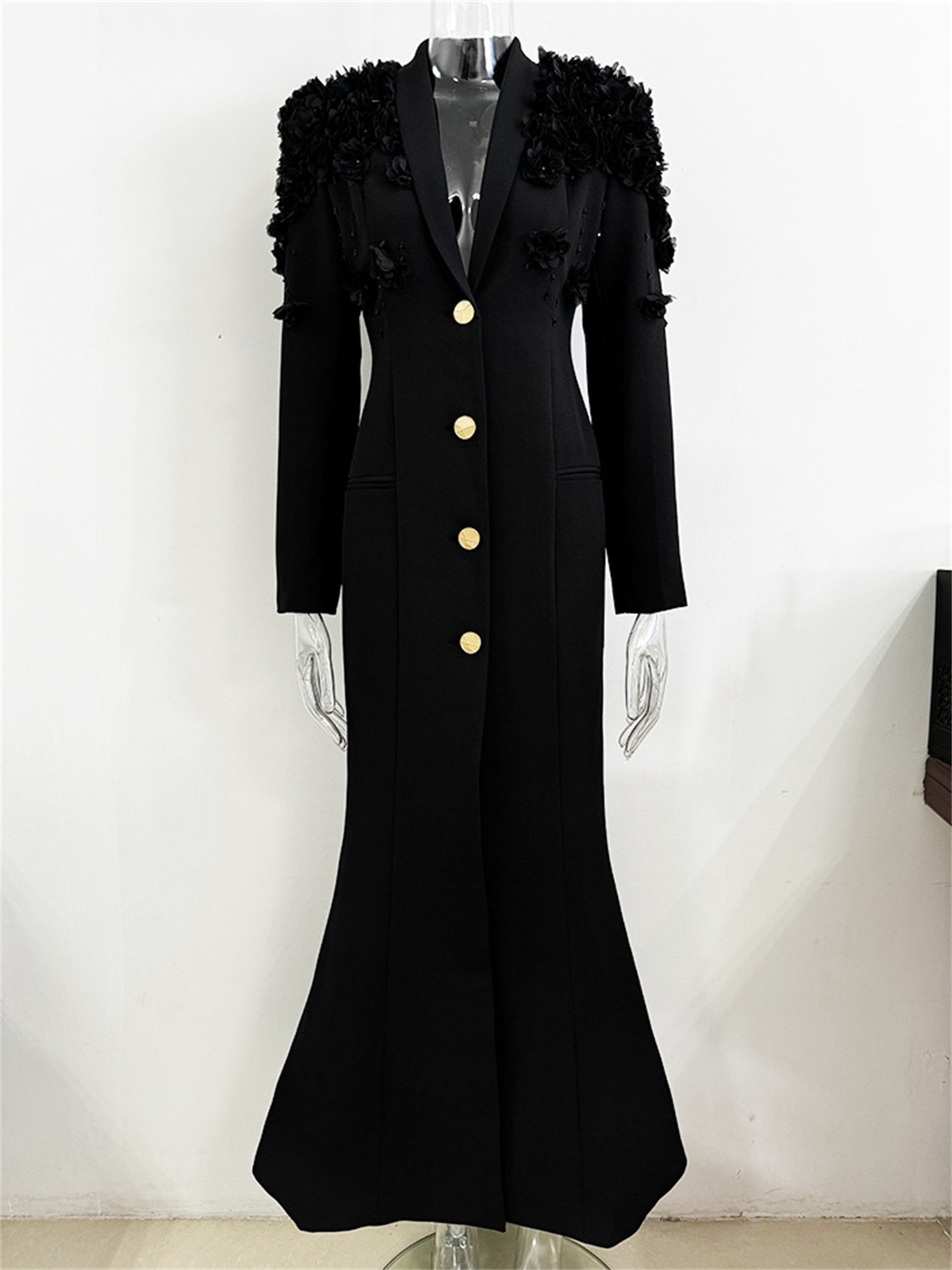 Formal Long Sleeve Tailored Blazer Gown For Women