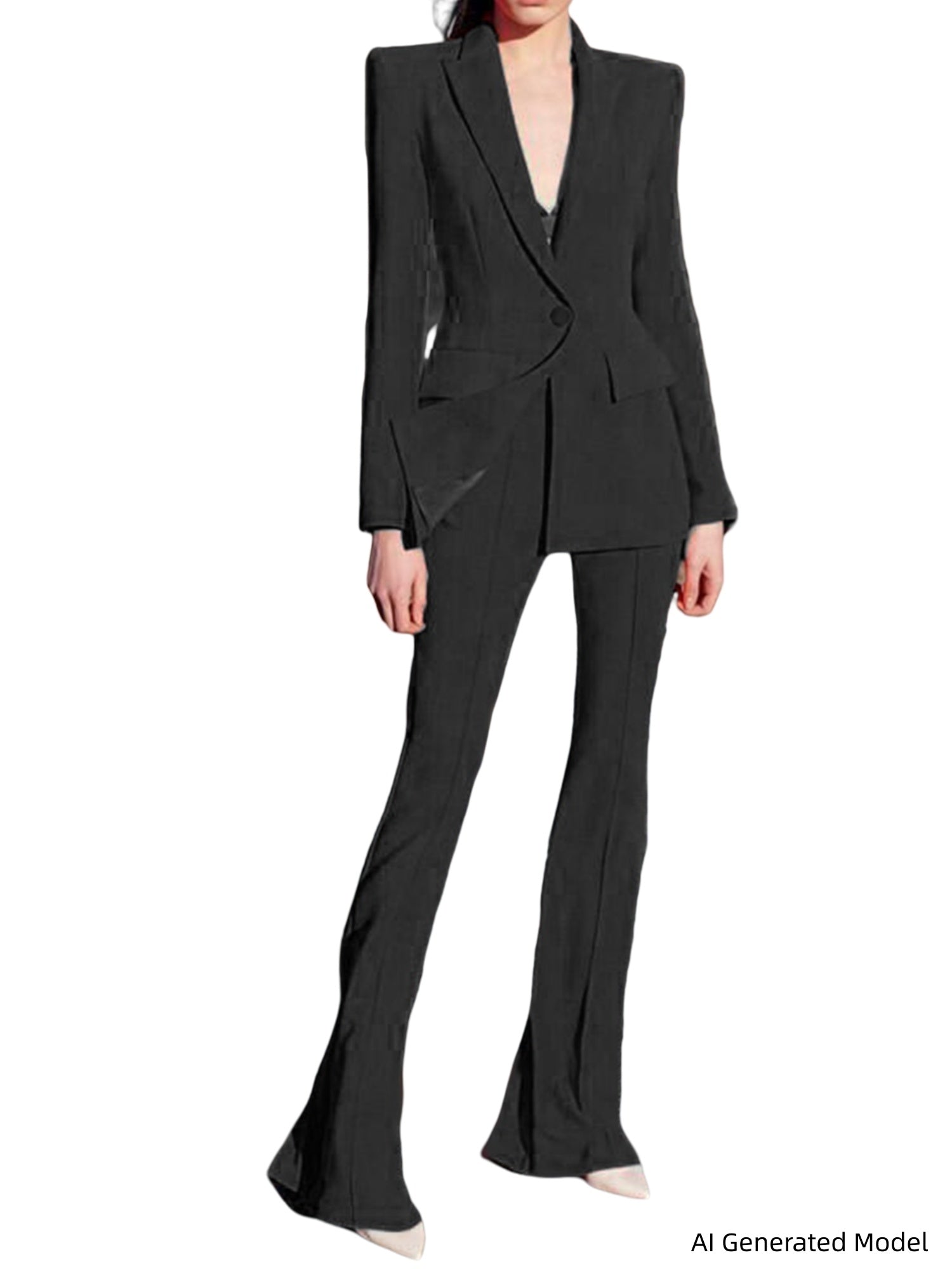 Platlogy Women 2 Piece Blazer Pants Set Elegant Business Casual Workwear Outfit