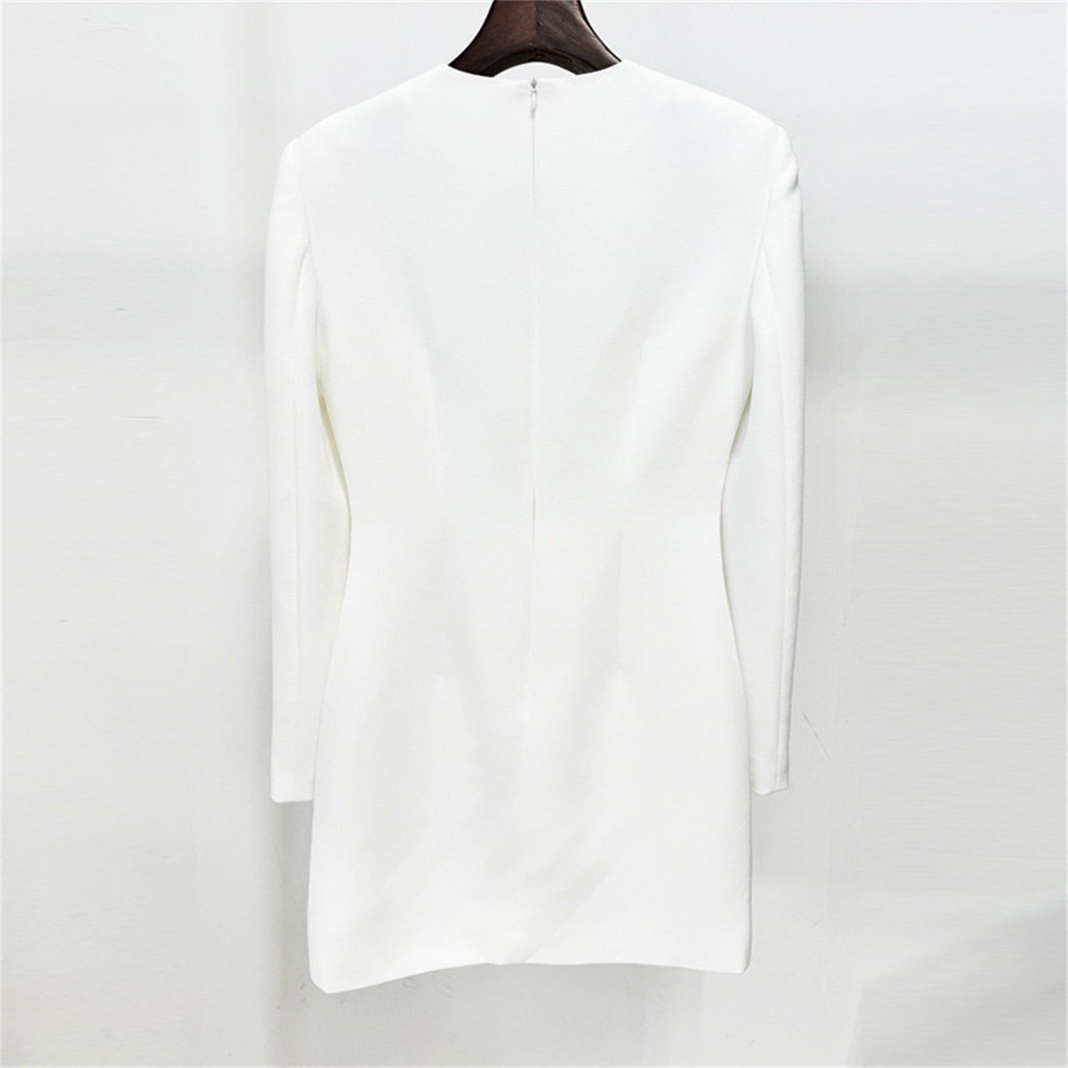 Women Floral Embroidered Blazer Dress Round Neck Long Sleeve Workwear Mini Dress