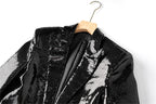 Women Sequin Blazer and Shorts 2 Piece Outfit Party Suit Set