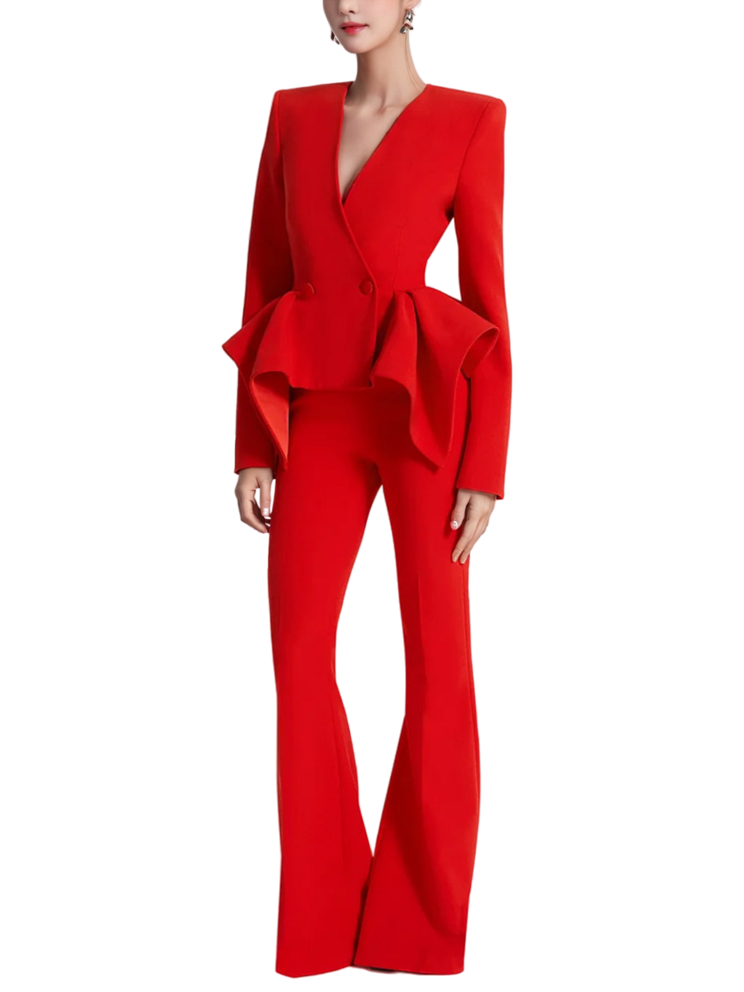 Women’s Tailored Peplum Blazer Suit Set For Special Occasions