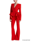 Platlogy Women’s Tailored Peplum Blazer Suit Set For Special Occasions