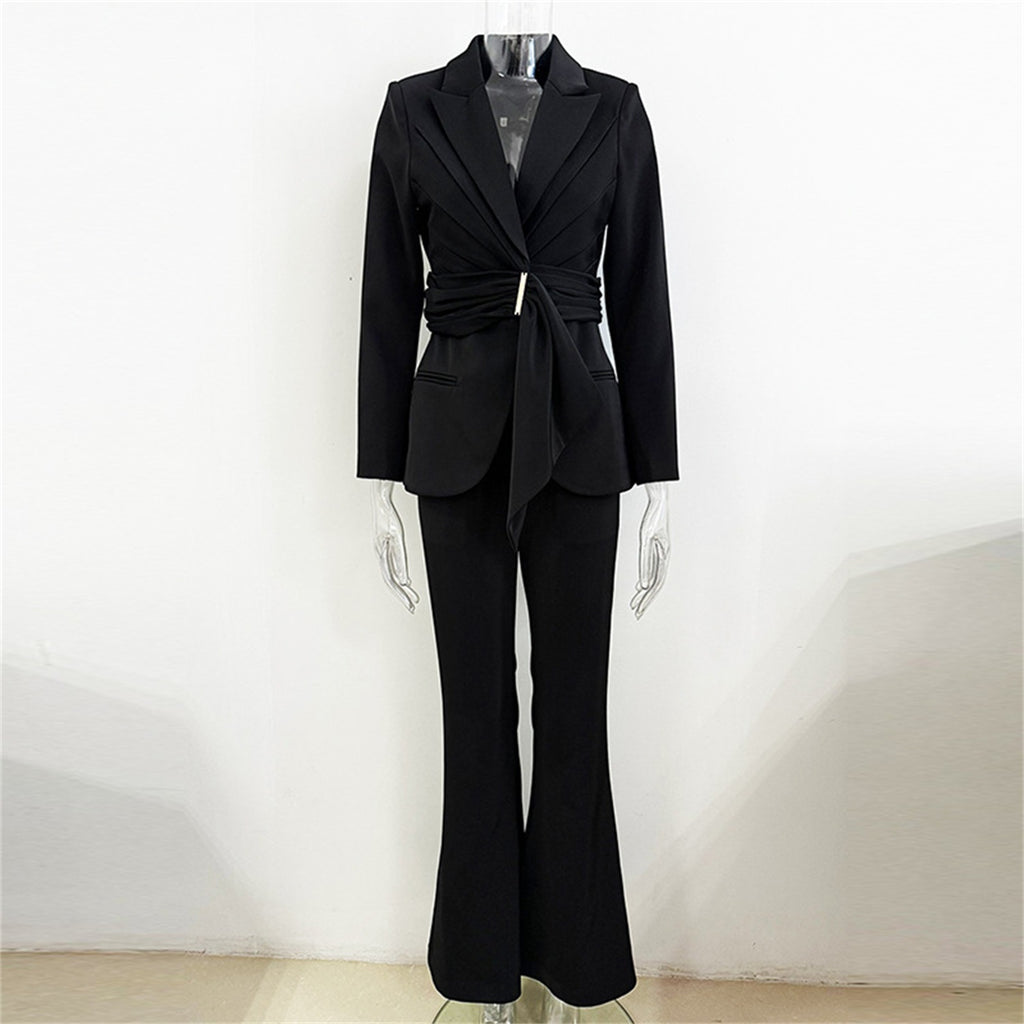 Long Sleeve Blazer And Matching Pants Set Professional Attire