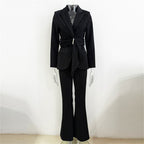 Long Sleeve Blazer And Matching Pants Set Professional Attire