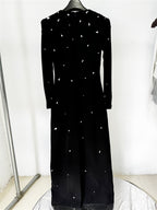 Womens Embellished Long Sleeve Maxi Dress Formal Evening Party Gown