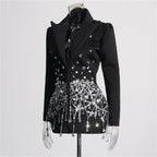 Luxury Beaded And Rhinestone Bodycon Blazer Dress For Formal Occasions