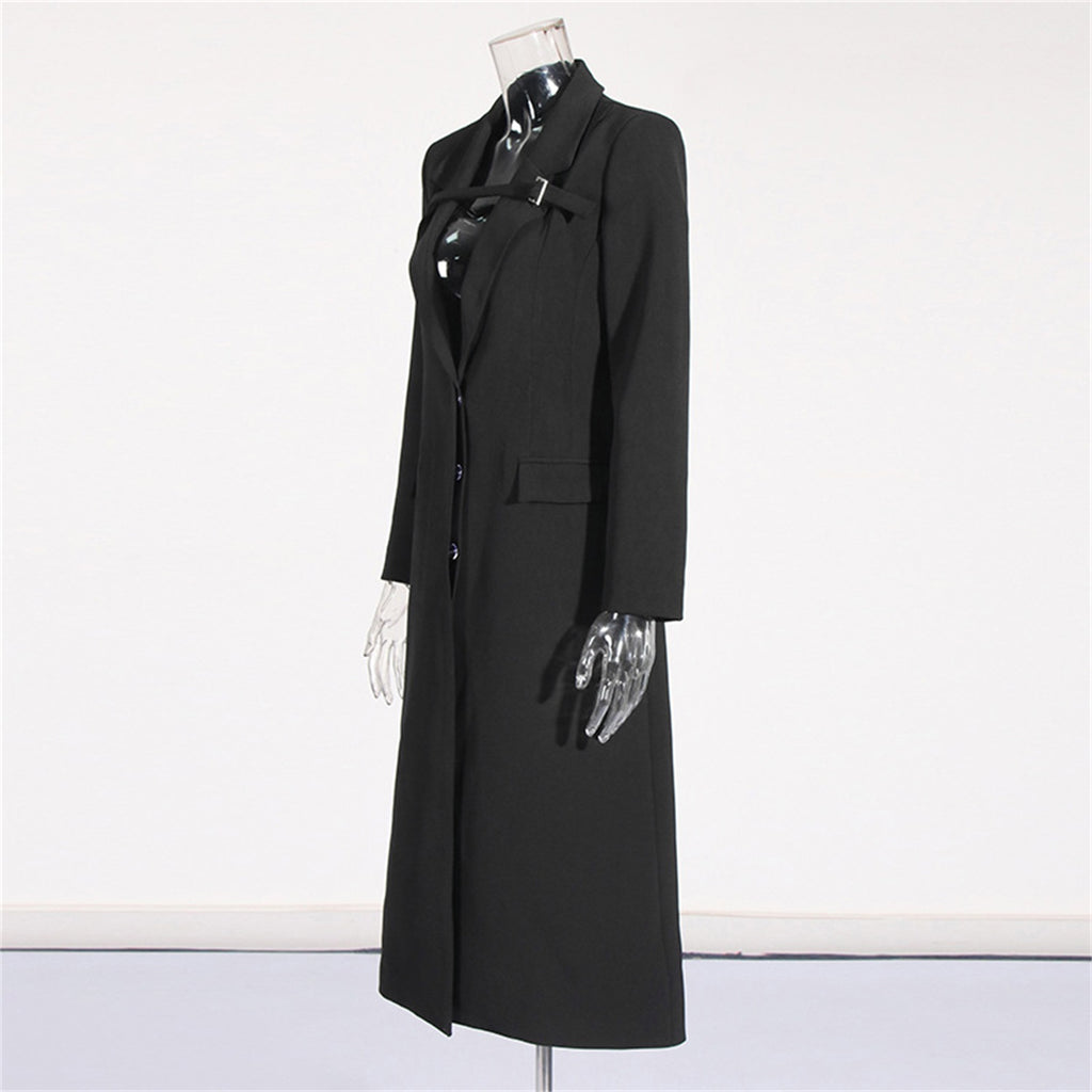 Women Long Sleeve Blazer Dress Elegant Bodycon Party Maxi Coat