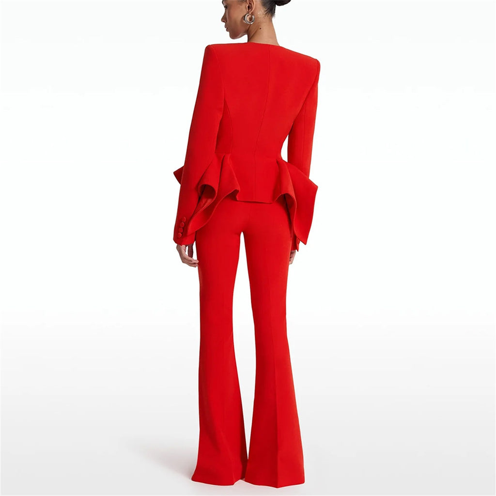 Women’s Tailored Peplum Blazer Suit Set For Special Occasions