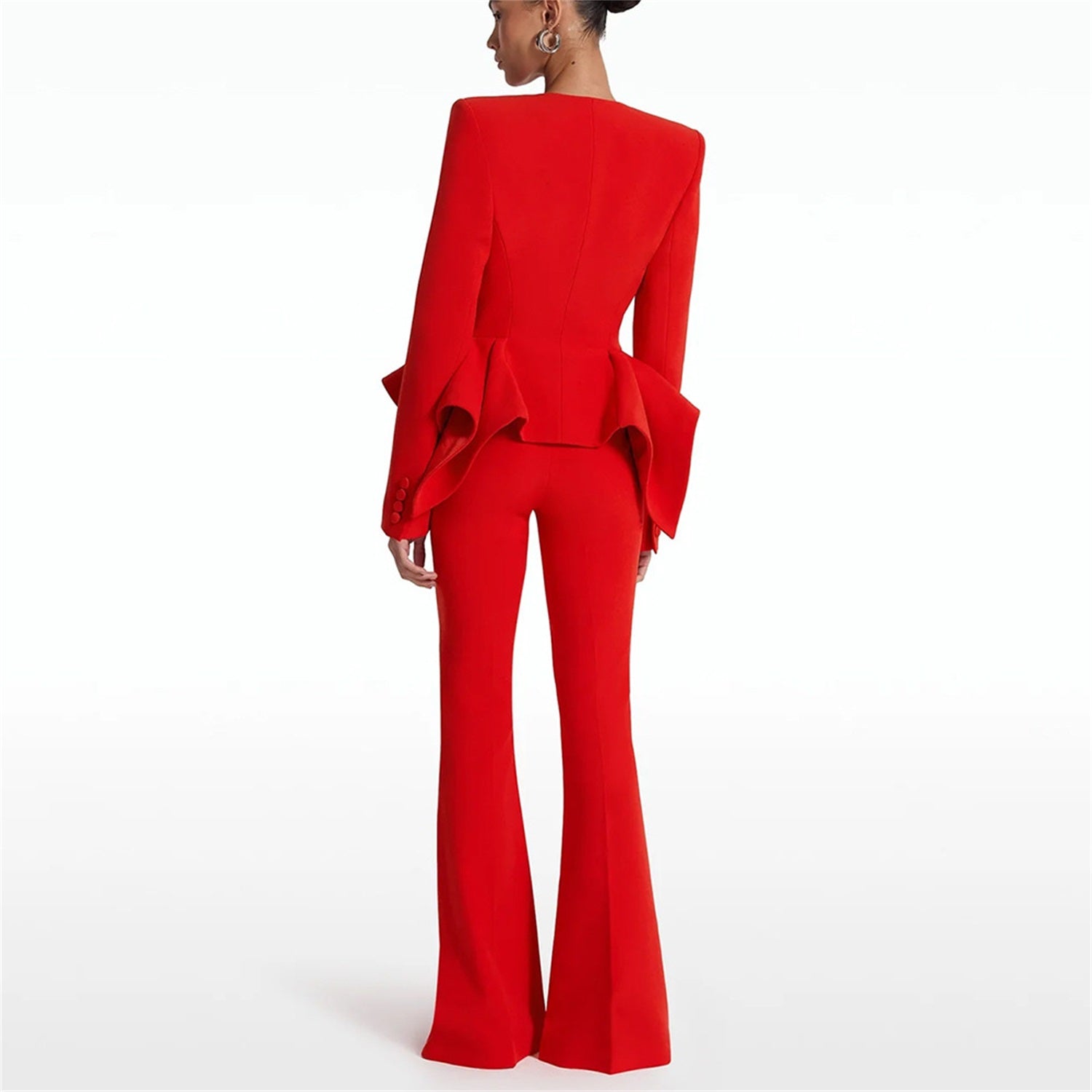 Women’s Tailored Peplum Blazer Suit Set For Special Occasions