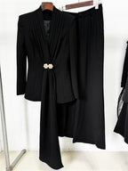 Office Elegant Draped Detail Two Piece Suit