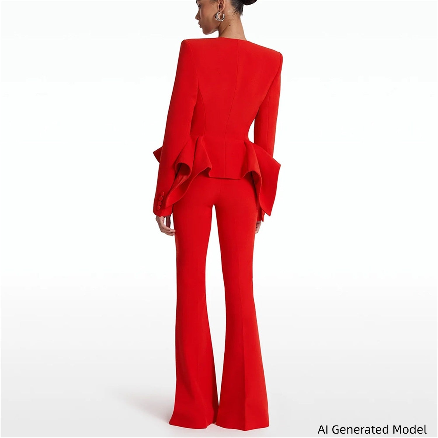 Platlogy Women’s Tailored Peplum Blazer Suit Set For Special Occasions