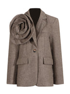 Women's Unique Artistic Flower Accent Structured Blazer