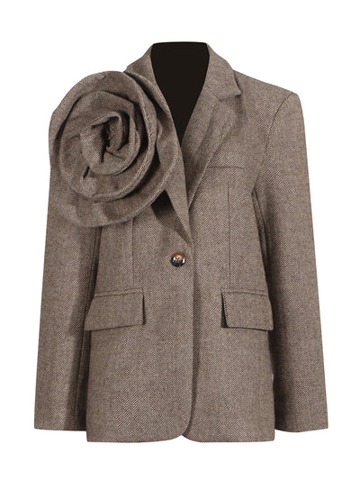 Women's Unique Artistic Flower Accent Structured Blazer
