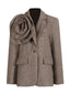 Women's Unique Artistic Flower Accent Structured Blazer