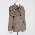 Women's Unique Artistic Flower Accent Structured Blazer