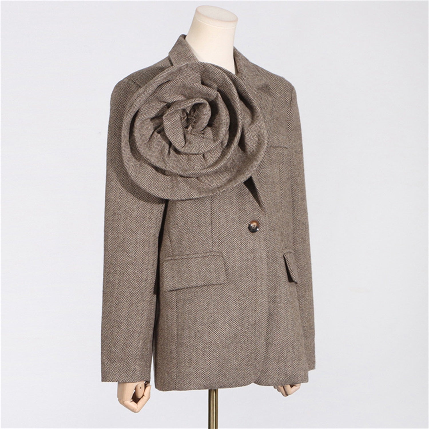 Women's Unique Artistic Flower Accent Structured Blazer