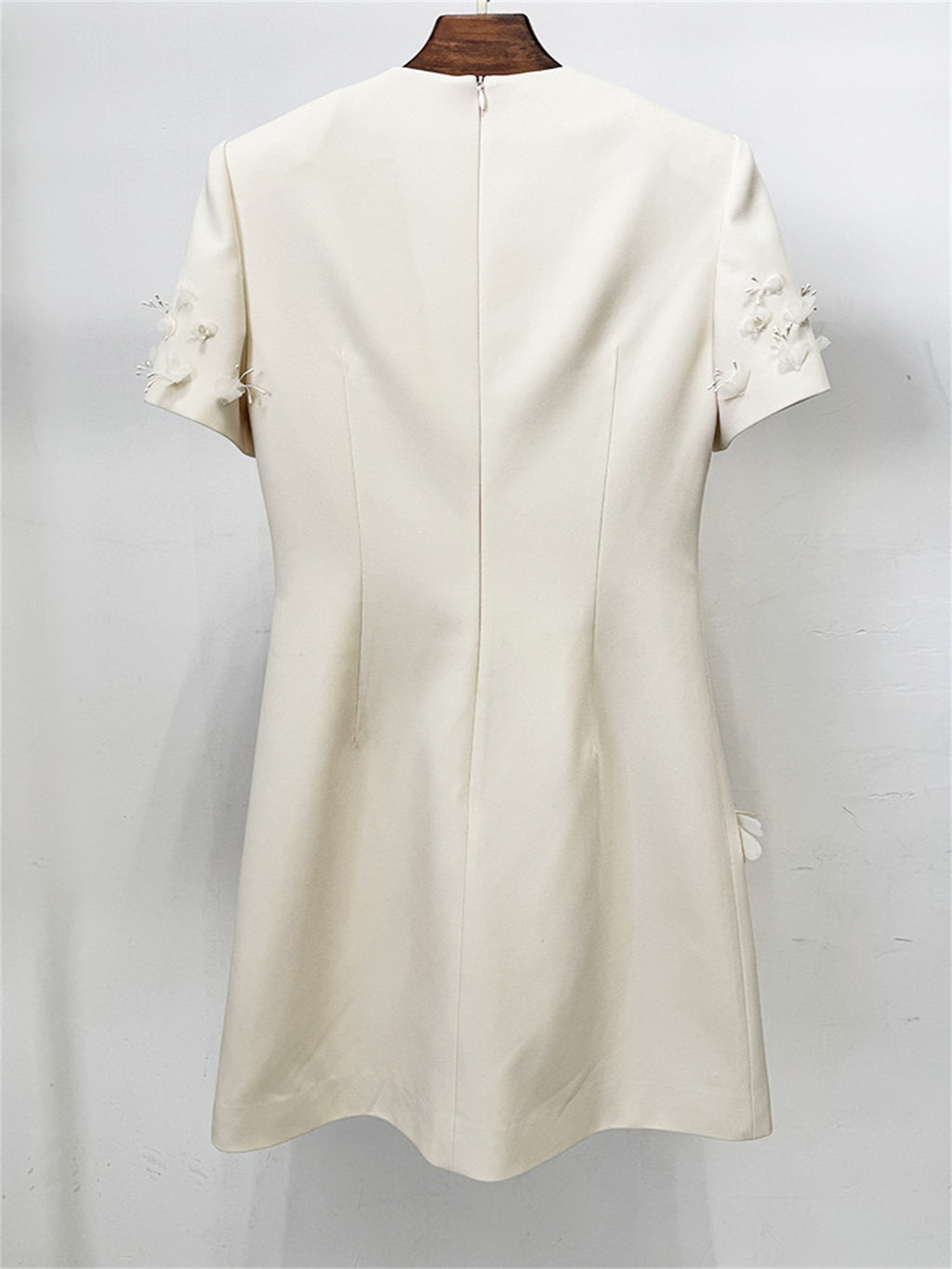 Platlogy Elegant 3D Floral Appliques Short Sleeve Mini Dress Formal Party Cocktail Sheath Dress