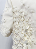 Platlogy Elegant 3D Floral Appliques Short Sleeve Mini Dress Formal Party Cocktail Sheath Dress