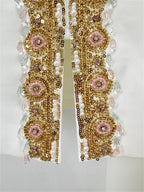 Platlogy Luxury Gold Beaded White Two Piece Women Suit Elegant Formal Blazer And Trouser Set For Business Wedding Party