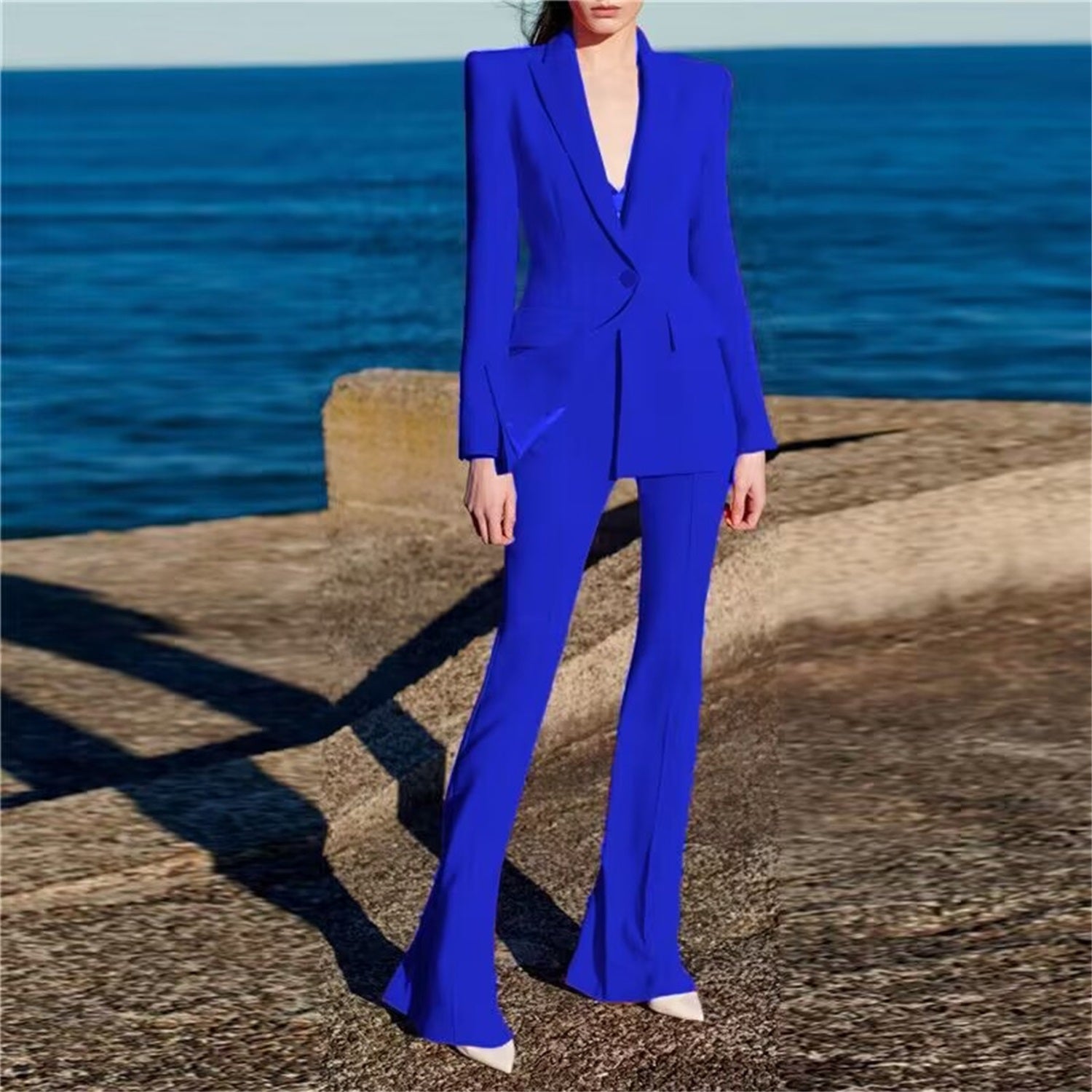 Women 2 Piece Blazer Pants Set Elegant Business Casual Workwear Outfit