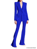 Platlogy Women 2 Piece Blazer Pants Set Elegant Business Casual Workwear Outfit