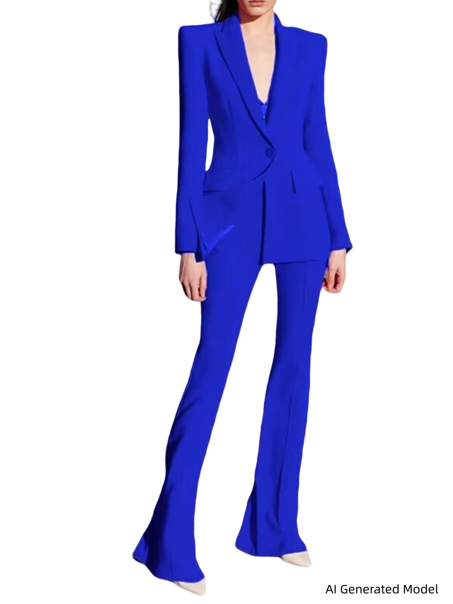 Platlogy Women 2 Piece Blazer Pants Set Elegant Business Casual Workwear Outfit