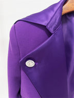 Platlogy Purple Elegant Cropped Blazer Mermaid Maxi Skirt Two Piece Formal Outfit For Evening Party Wedding Guest
