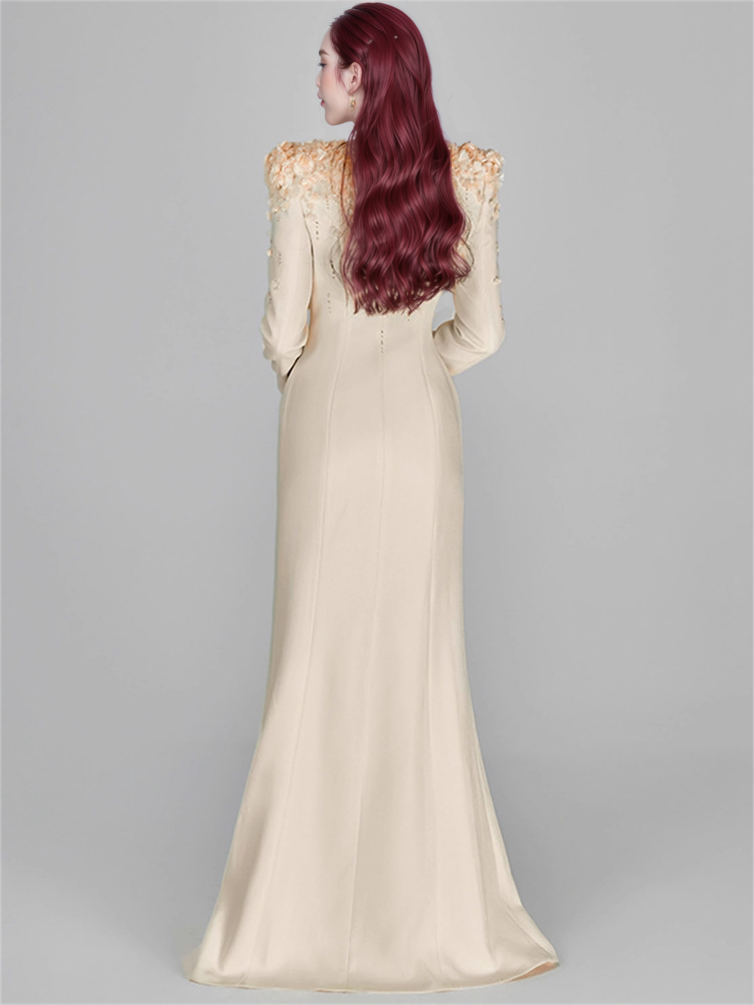 Formal Long Sleeve Tailored Blazer Gown For Women