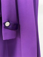 Platlogy Purple Elegant Cropped Blazer Mermaid Maxi Skirt Two Piece Formal Outfit For Evening Party Wedding Guest