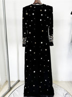 Elegant Beaded Cocktail Dress Crew Neck Slim Fit Midi Dress for Special Occasions