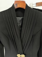 Office Elegant Draped Detail Two Piece Suit