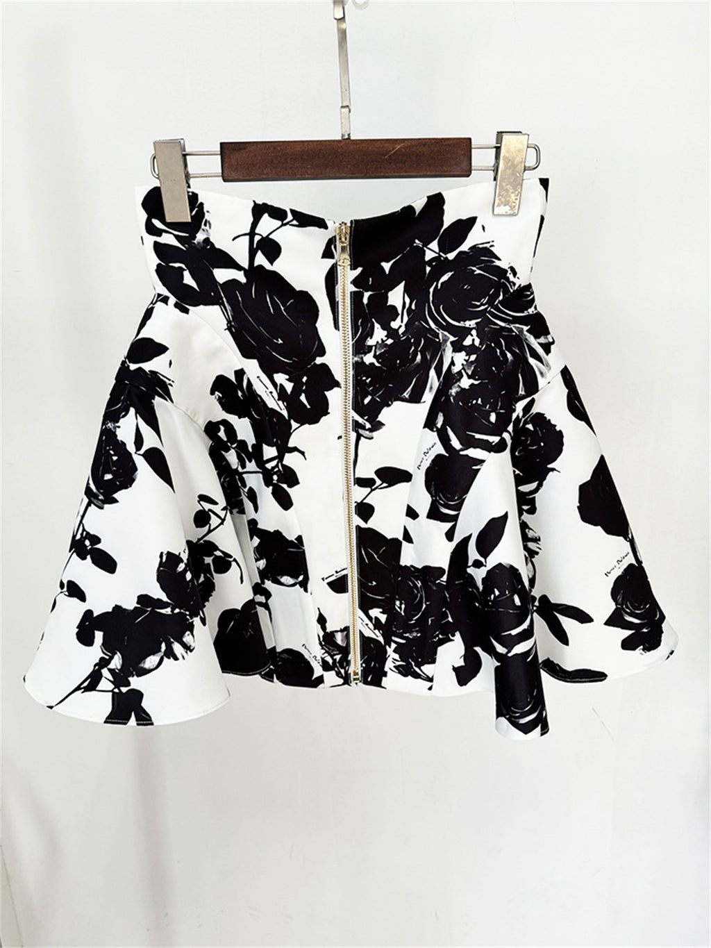 Platlogy Black Rose Print Shirt Mini Dress Elegant Long Sleeve Turn Down Collar A Line Party Casual Dress