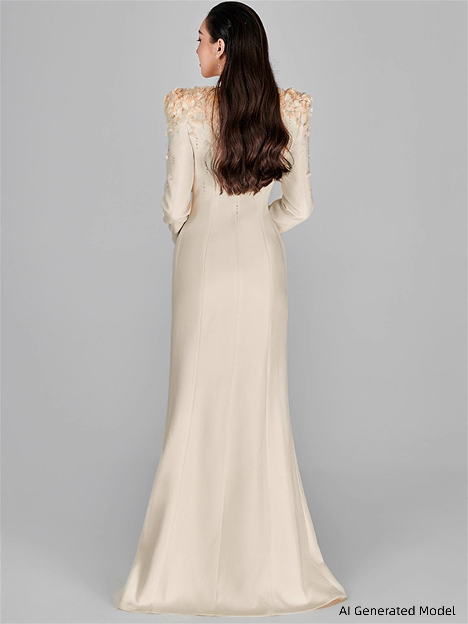 Platlogy Formal Long Sleeve Tailored Blazer Gown For Women
