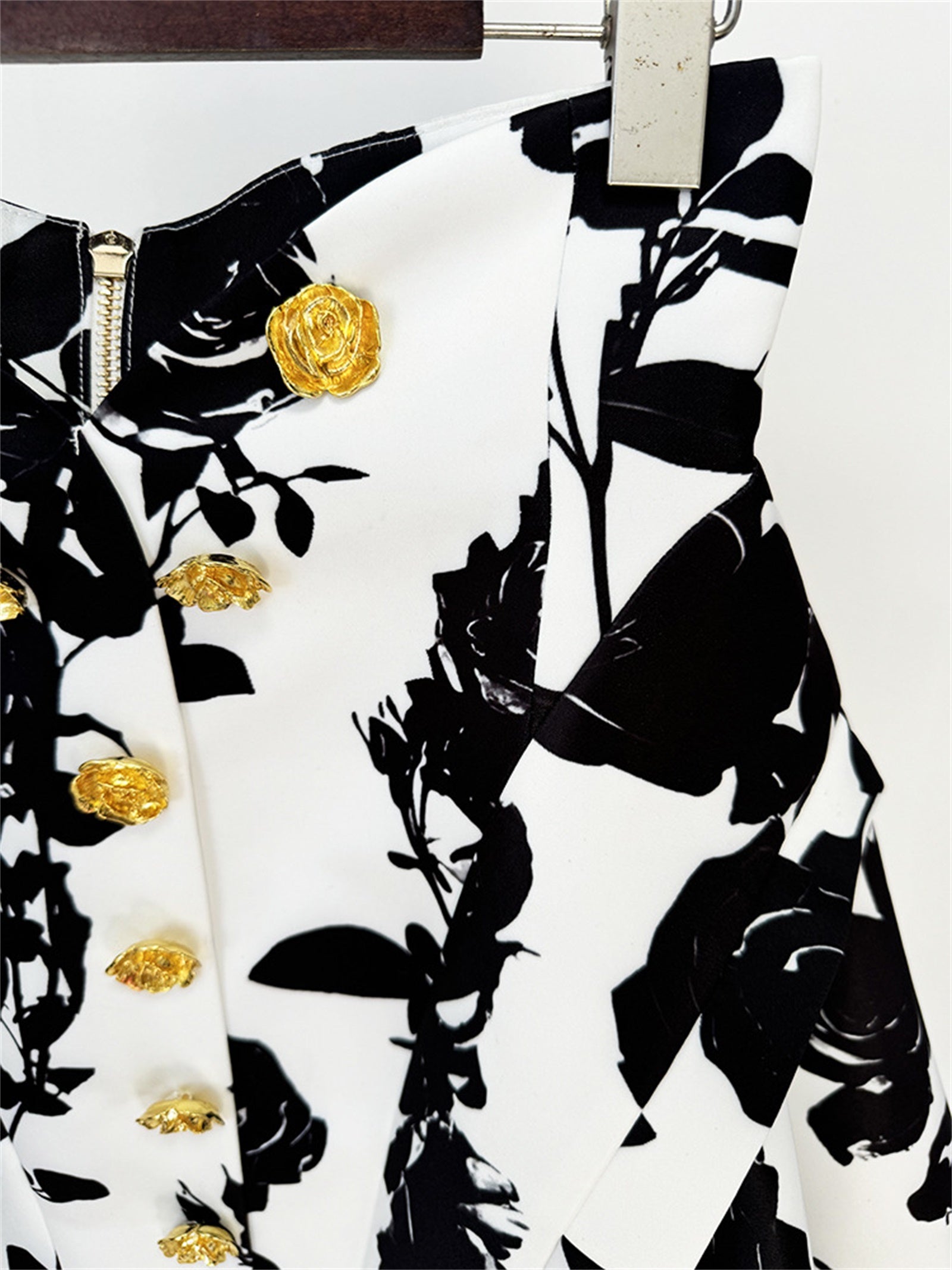 Platlogy Black Rose Print Shirt Mini Dress Elegant Long Sleeve Turn Down Collar A Line Party Casual Dress
