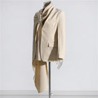 Women Fashion Draped Cape Style Blazer Unique Long Sleeve Suit Top