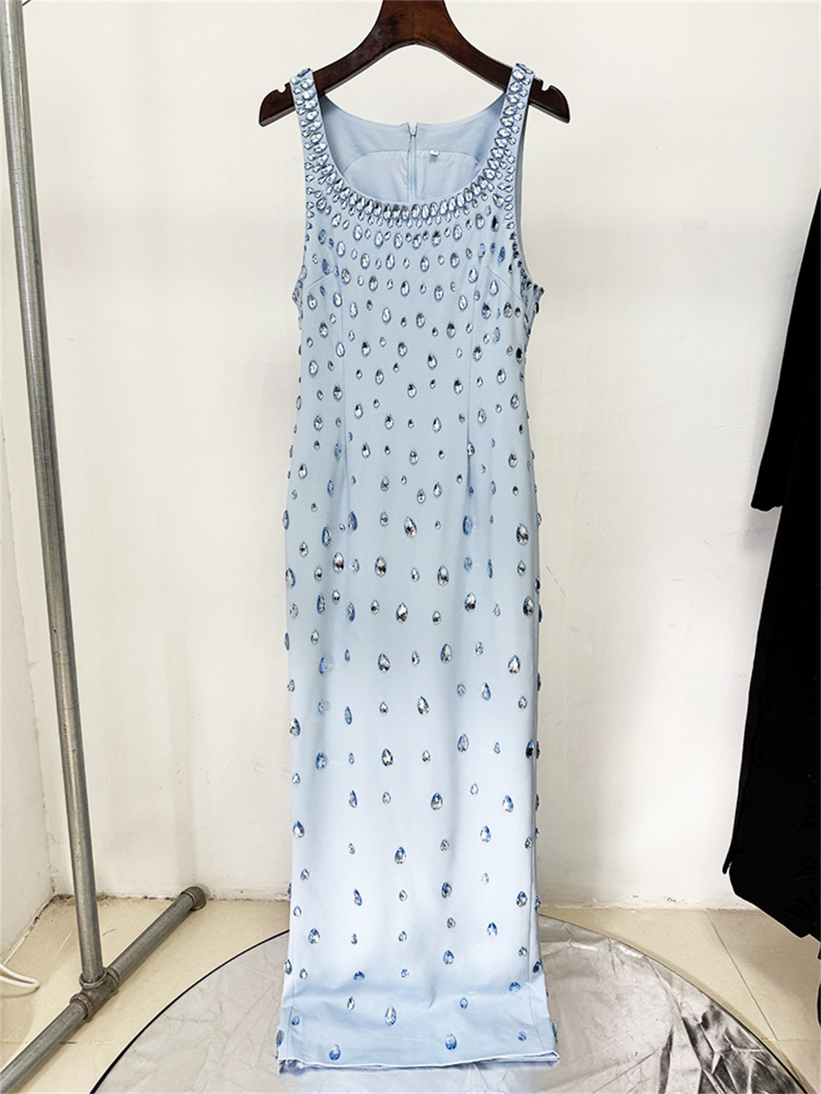 Platlogy Light Blue Rhinestone Sleeveless  Bodycon Dress Formal Evening Party Dress Secondary image