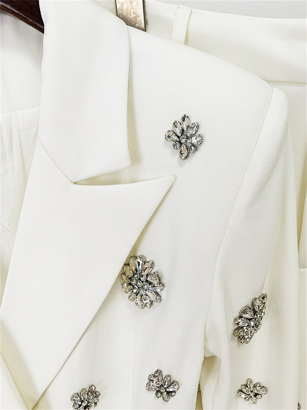 Rhinestone Embellished Blazer and Pants Two Piece Set for Women Formal Party Suit