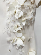 Platlogy Elegant 3D Floral Appliques Short Sleeve Mini Dress Formal Party Cocktail Sheath Dress